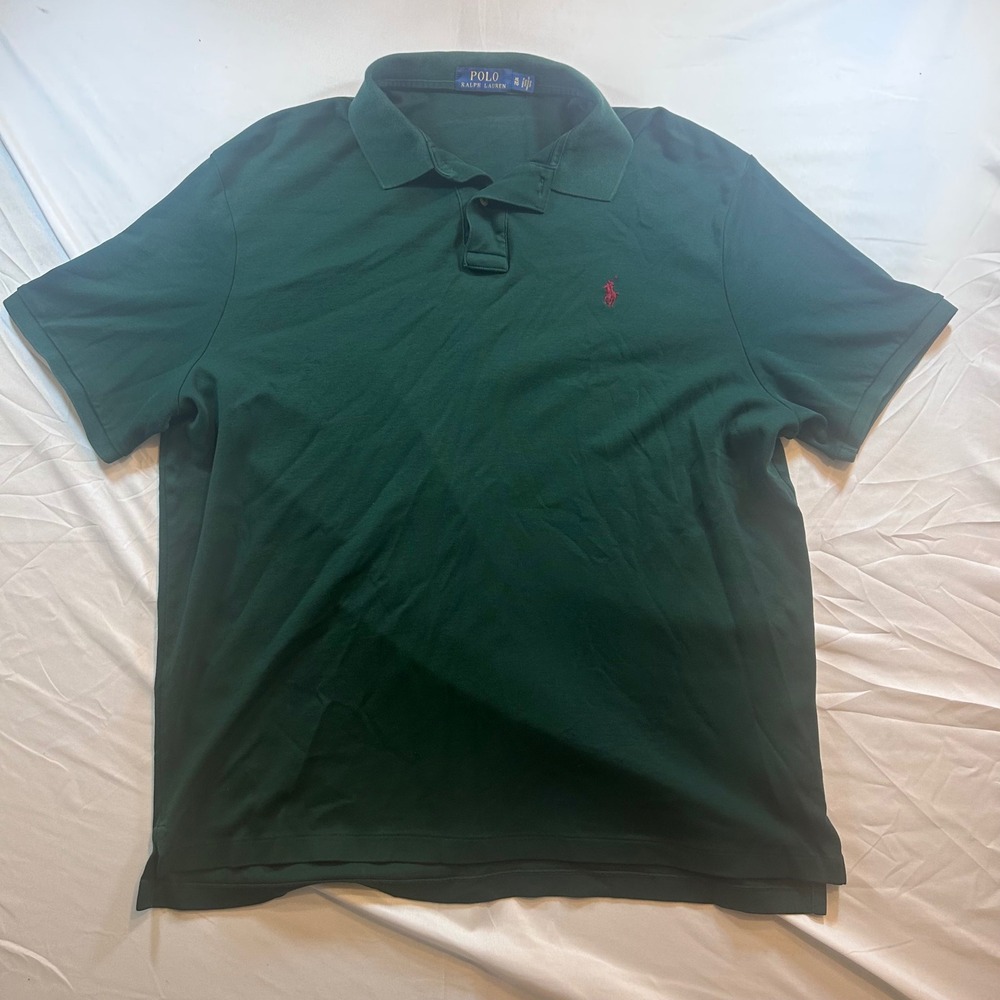 Polo Ralph Lauren Mens XL Forest Green Short Sleeve Polo Shirt Red Pony Logo